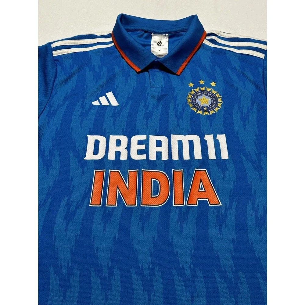 India Cricket Team Dream11 Adidas Jersey Shirt Blue Mens Size Medium